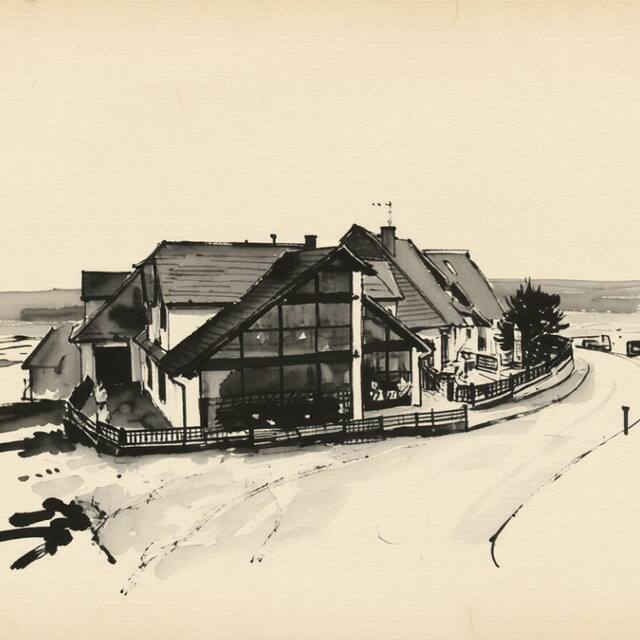 Ilustrační kresba: Hotel Trosky