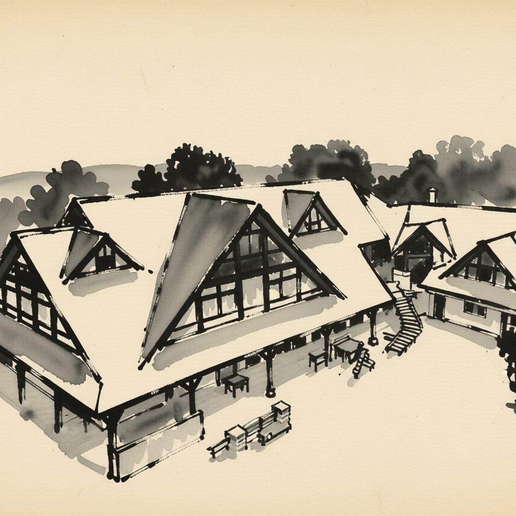 Ilustrační kresba: Bezměrovský dvůr Kroměříž