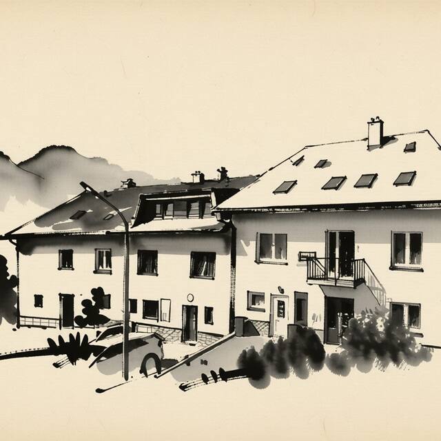 Ilustrační kresba: Apartmán Pivoňka