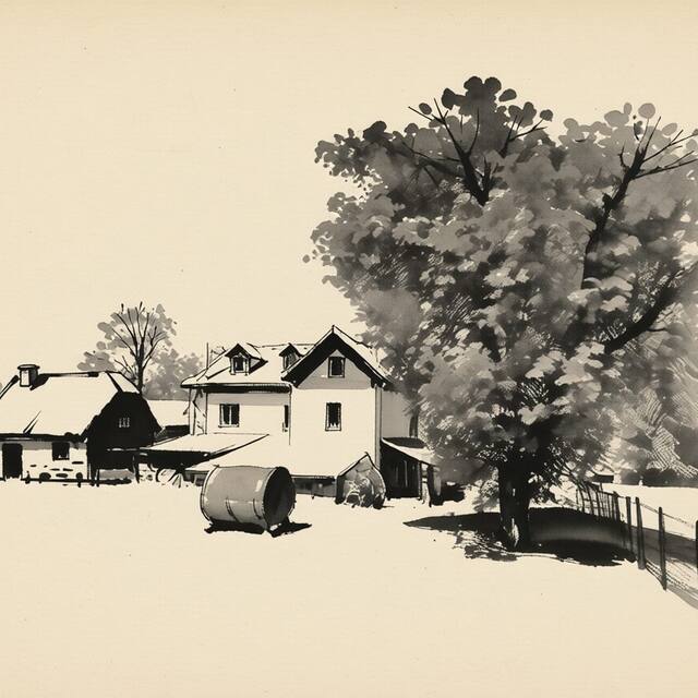 Ilustrační kresba: Na sjezdovce