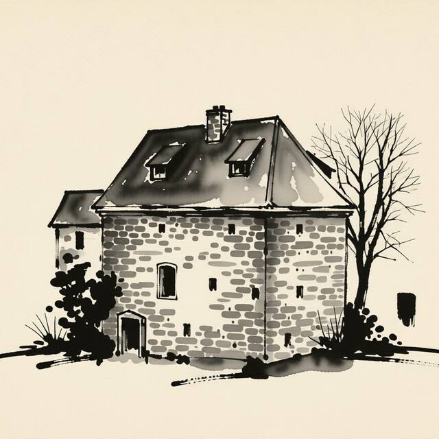 Ilustrační kresba: Penzion Bašta