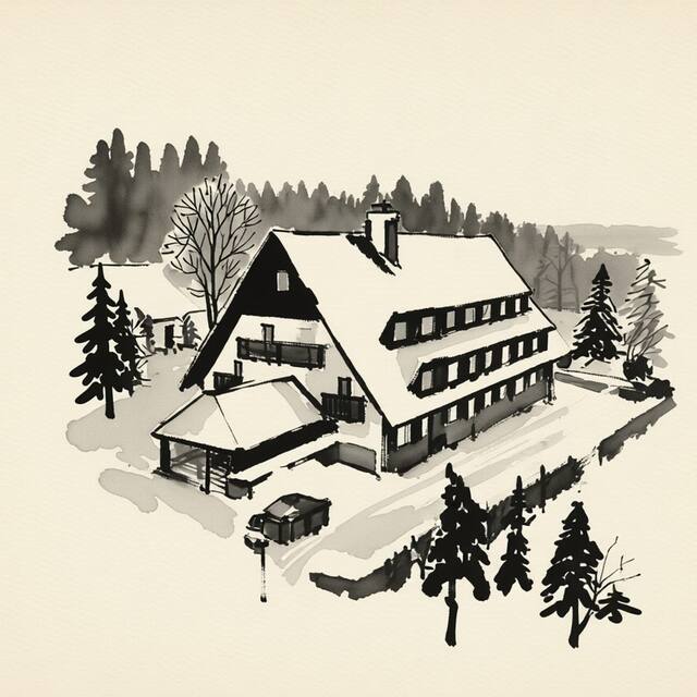 Ilustrační kresba: Horský hotel Maruška