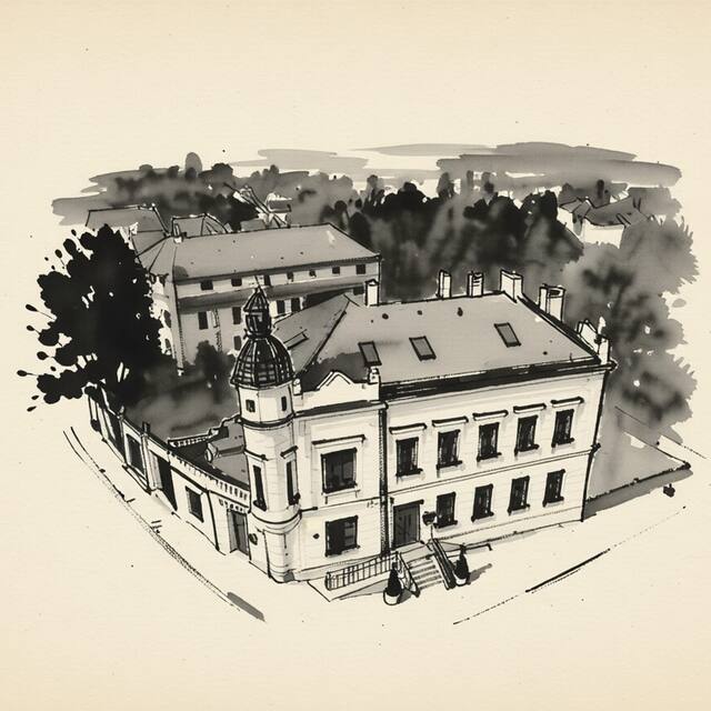 Ilustrační kresba: Jelínkova vila - hotel