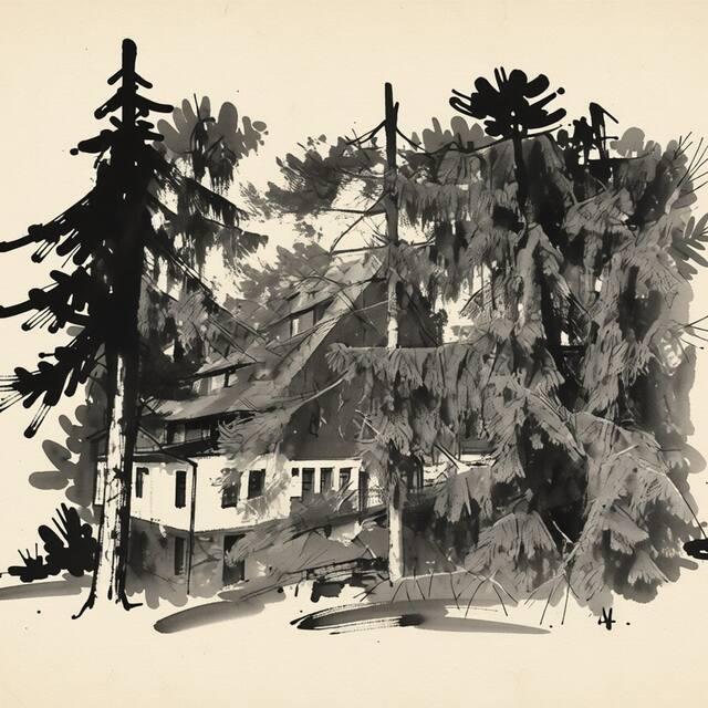 Ilustrační kresba: Penzion a restaurace Sykovec