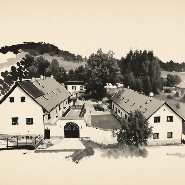 Ilustrační kresba: Statek Český dvůr