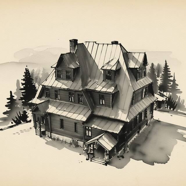 Ilustrační kresba: Horský hotel Radegast