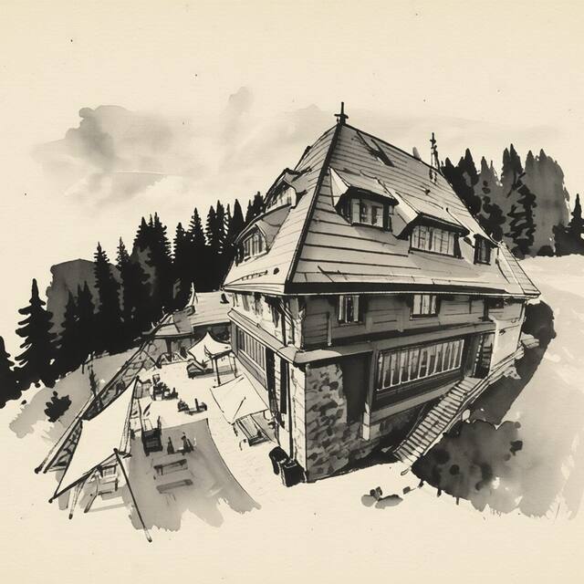 Ilustrační kresba: Klostermannova chata