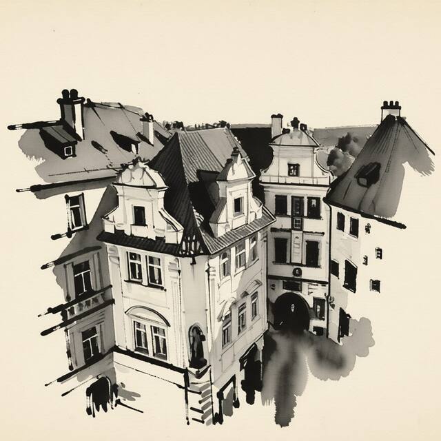 Ilustrační kresba: Apartmány Týnská 7 II