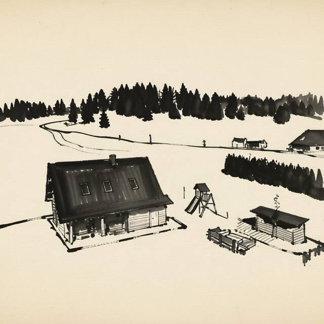Ilustrační kresba: Roubenky Hřebečná