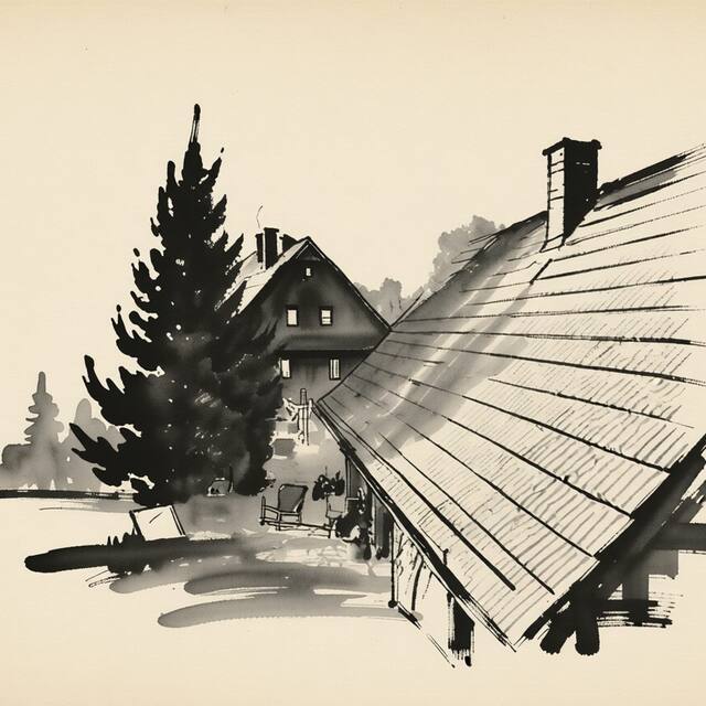 Ilustrační kresba: Apartmán Beskydy Trafika