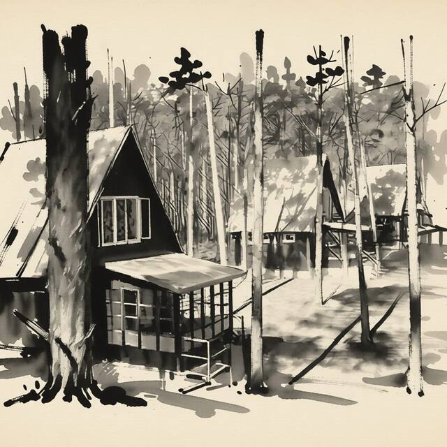 Ilustrační kresba: Chata Pod Bílým kamenem