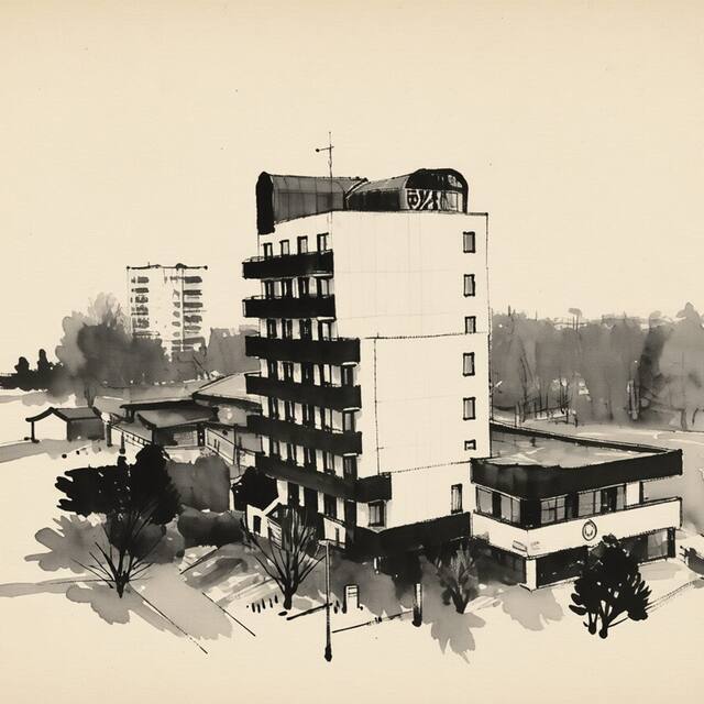 Ilustrační kresba: Hotel Oáza