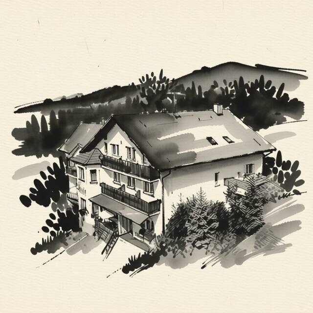 Ilustrační kresba: Ubytování u Dolanských