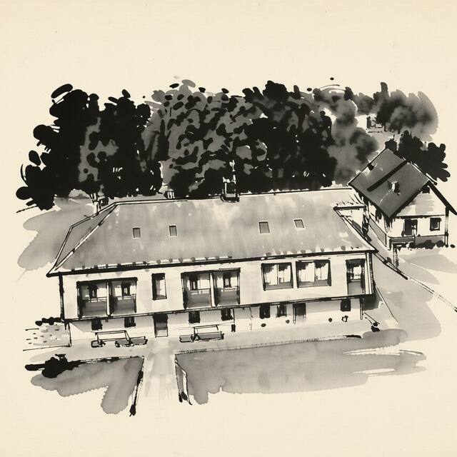 Ilustrační kresba: Penzion Mnichov