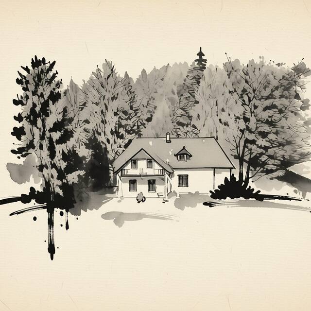 Ilustrační kresba: Lesní chalupa Filipov