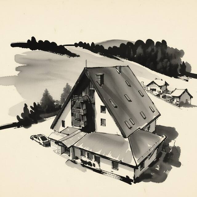 Ilustrační kresba: Apartmány Adélka Špindlerův Mlýn