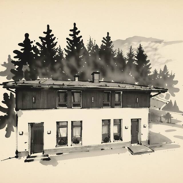 Ilustrační kresba: Apartmány pod vlekem