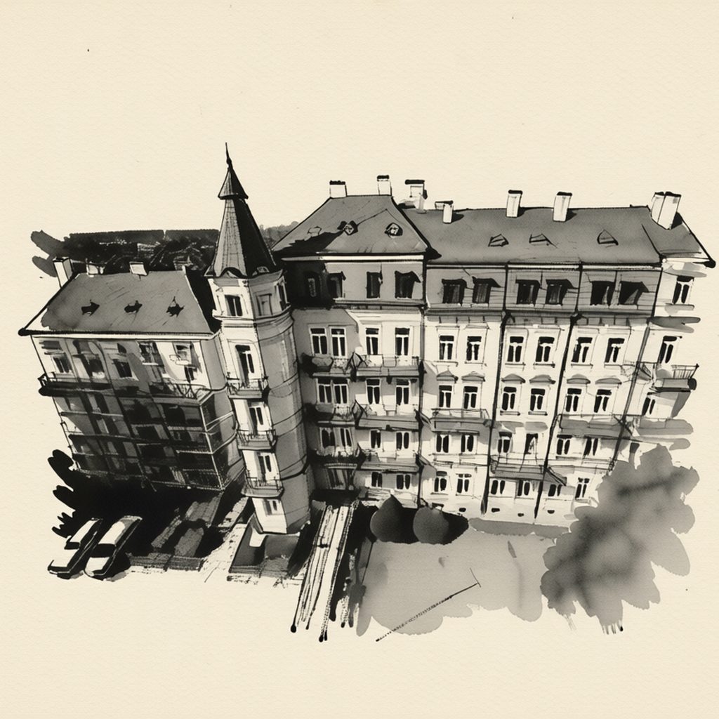Ilustrační kresba: Hotel-depandance Concordia