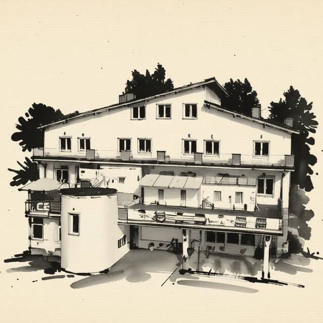 Ilustrační kresba: Hotel - Restaurace Patriot