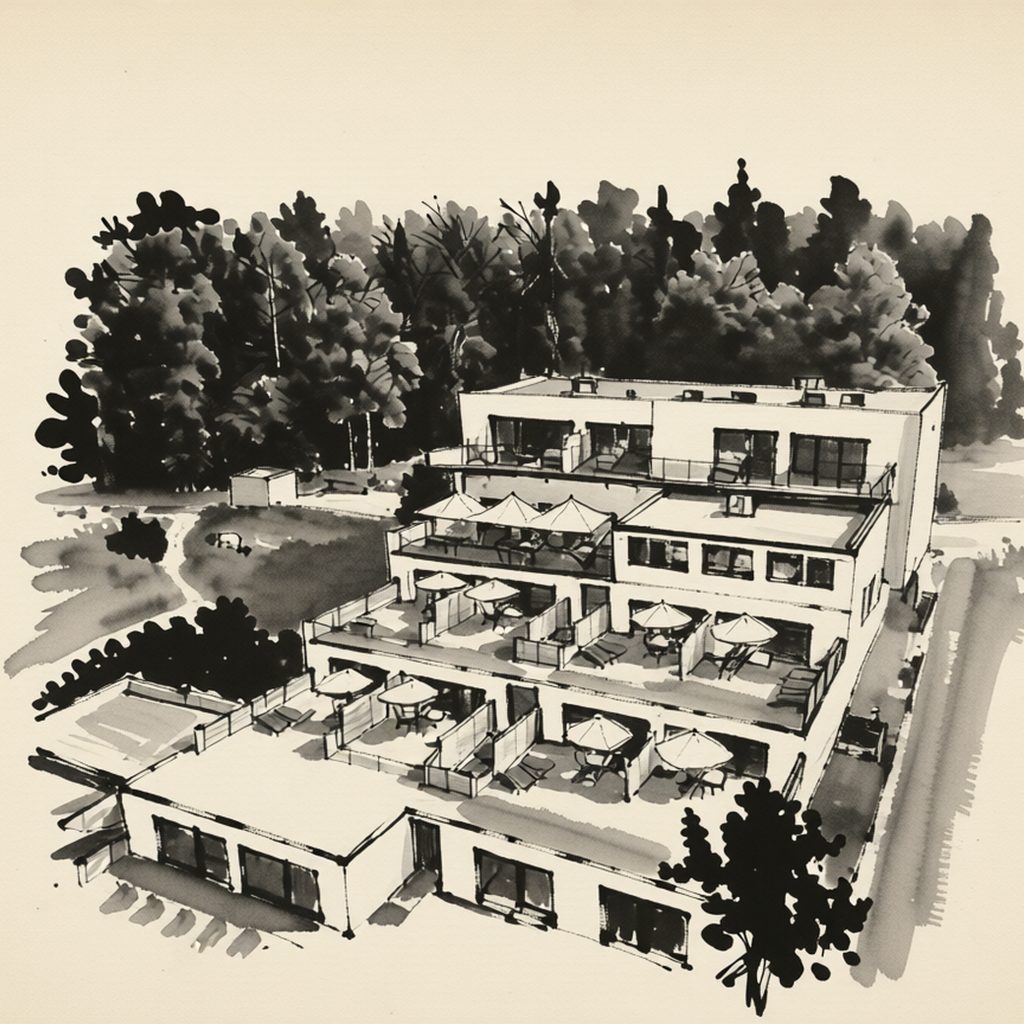 Ilustrační kresba: Hotel Kras