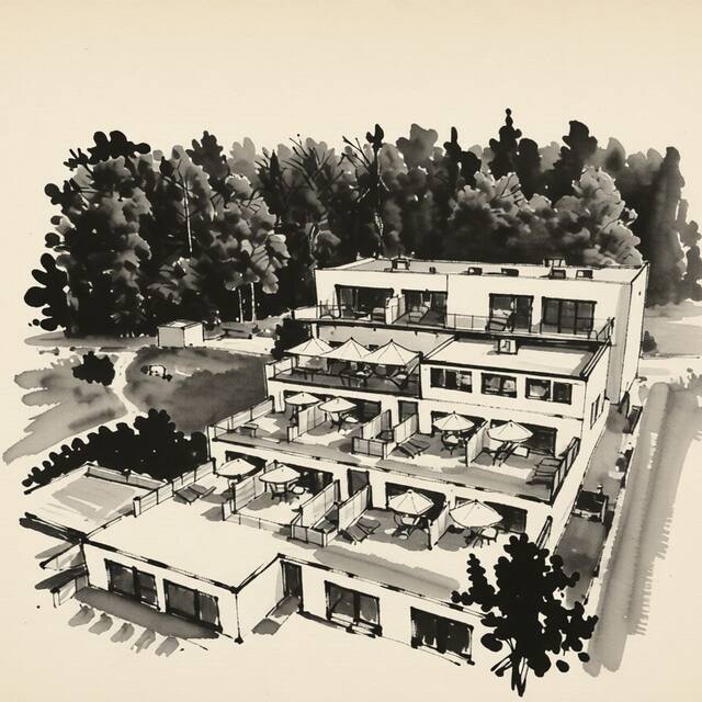 Ilustrační kresba: Hotel Kras