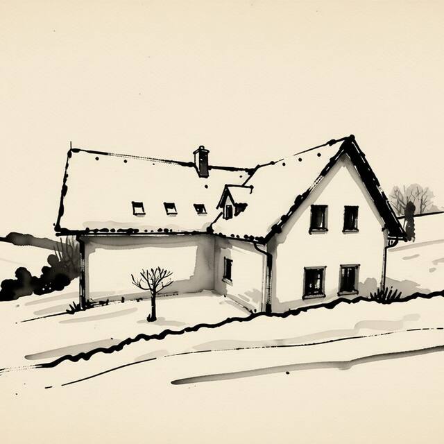 Ilustrační kresba: Selský dvůr 2