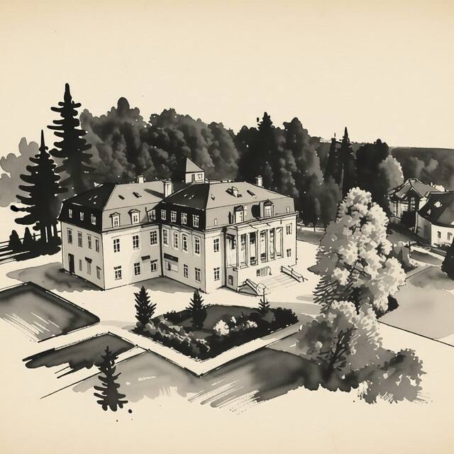 Ilustrační kresba: Lázeňský hotel VILA ANTOANETA Luhačovice