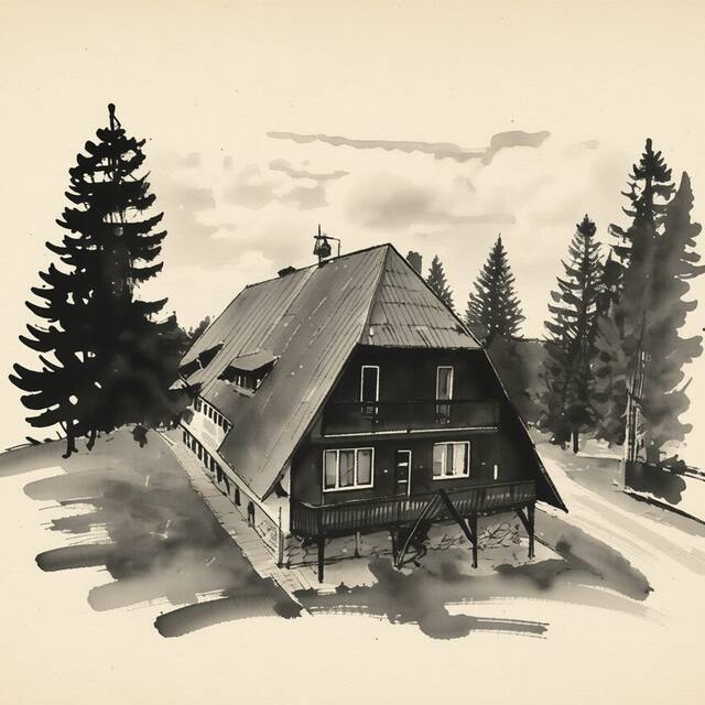 Ilustrační kresba: Chata Churáňov