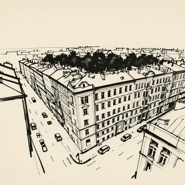 Ilustrační kresba: Alqush Downtown Hotel