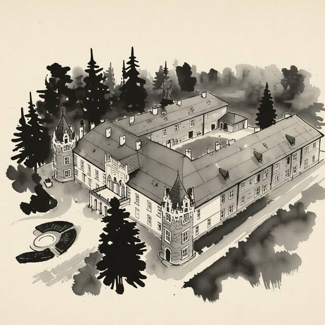 Ilustrační kresba: Chateau Herálec Boutique Hotel & Spa by L'Occitane