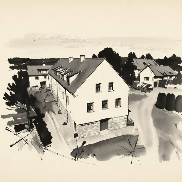 Ilustrační kresba: Hotel Koníček