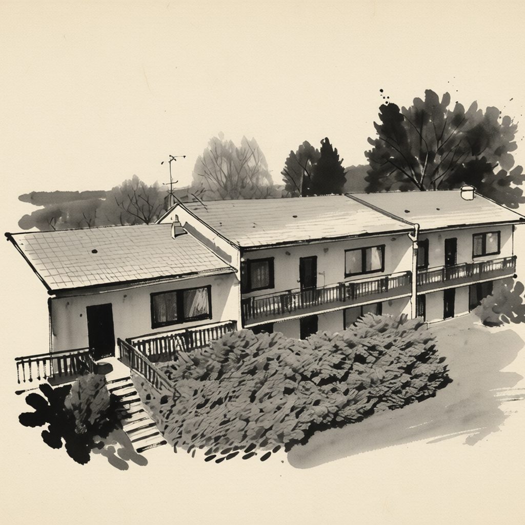 Ilustrační kresba: Bungalovy a ubytování Ratibořice- Zlíč