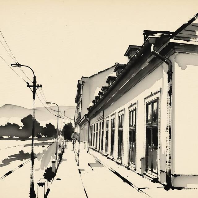 Ilustrační kresba: Hostel Fléda