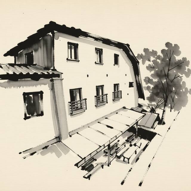 Ilustrační kresba: Penzion U čtyřlístku