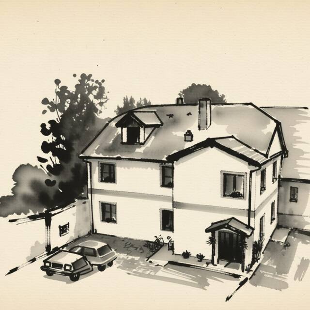 Ilustrační kresba: Penzion u Bumanů