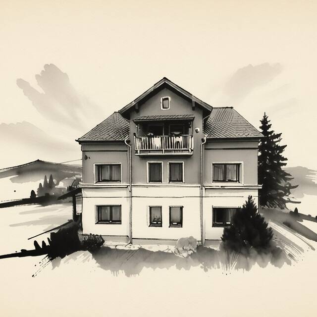 Ilustrační kresba: Hotel Barbora