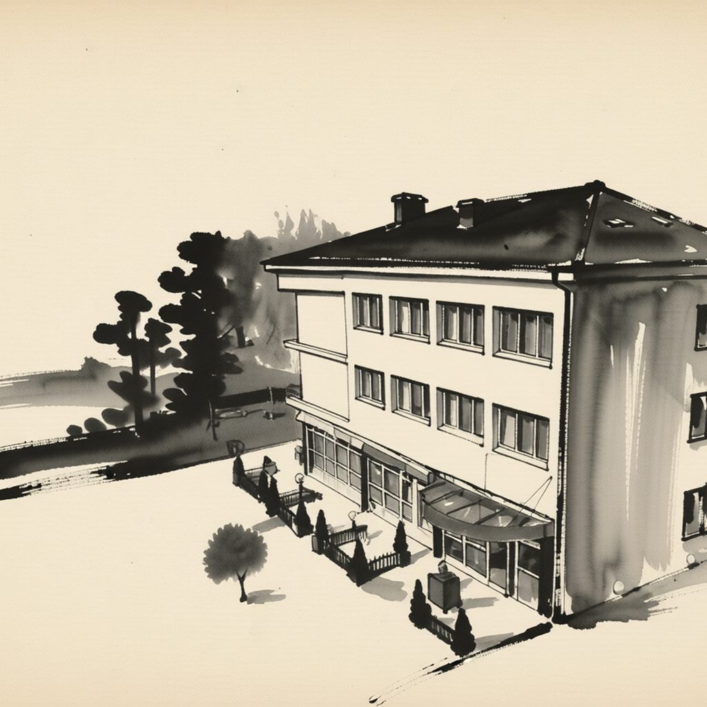 Ilustrační kresba: Hotel Arkáda