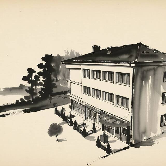 Ilustrační kresba: Hotel Arkáda