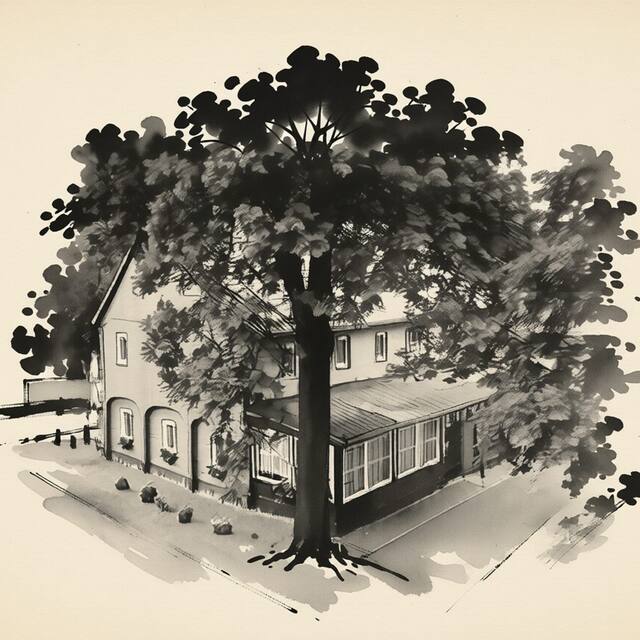 Ilustrační kresba: penzion Hraniční bouda