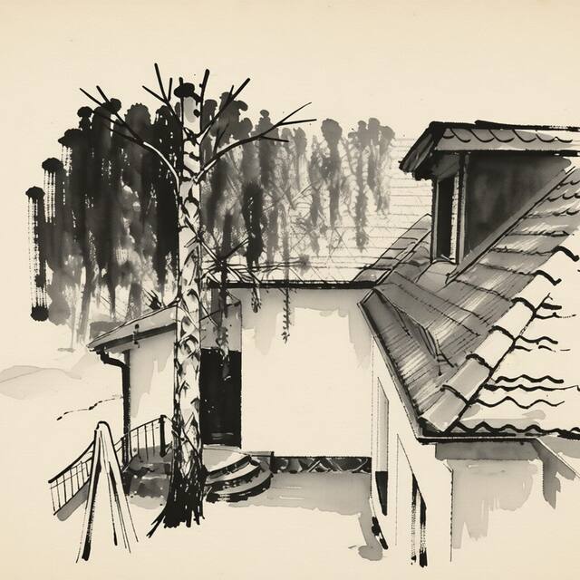 Ilustrační kresba: Hotel Bor
