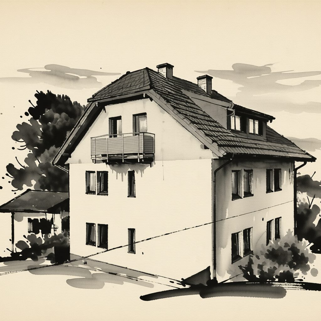 Ilustrační kresba: Penzion a restaurace Sklář