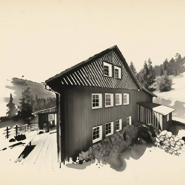 Ilustrační kresba: Penzion Pod lesem