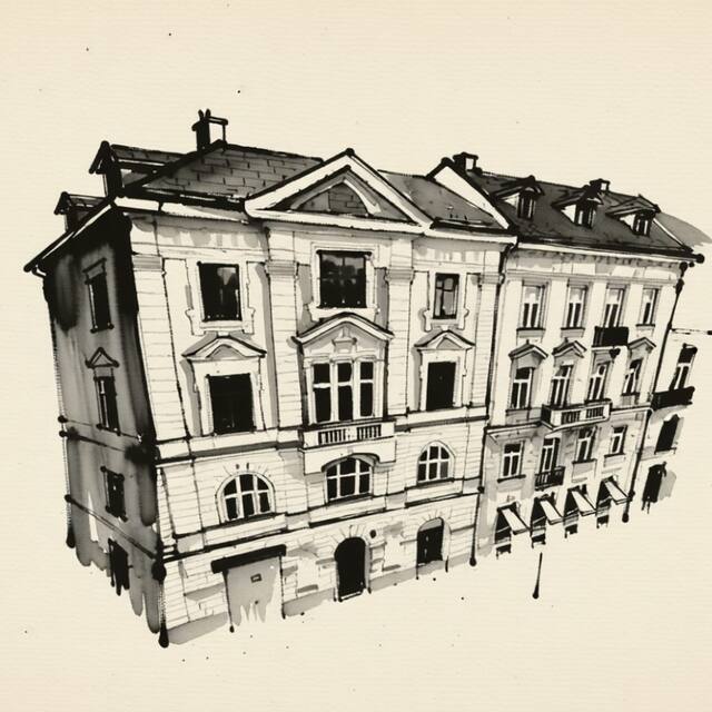 Ilustrační kresba: Art House Apartments by Adrez