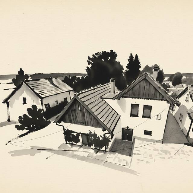 Ilustrační kresba: Penzion pod Kraví Horou