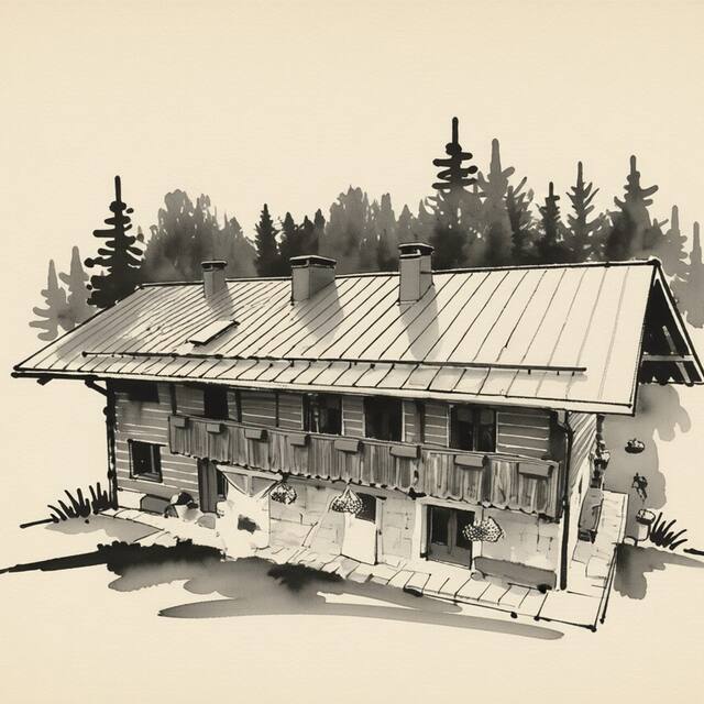 Ilustrační kresba: Roubenka U Lesní školky