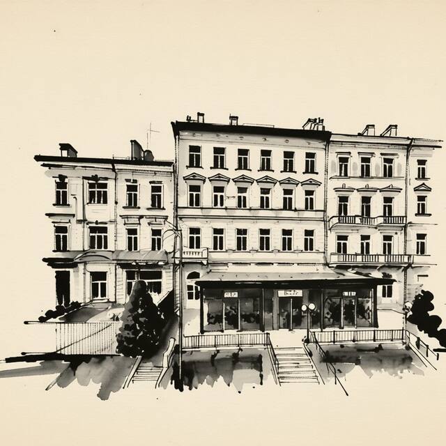 Ilustrační kresba: Ubytování Zahradní