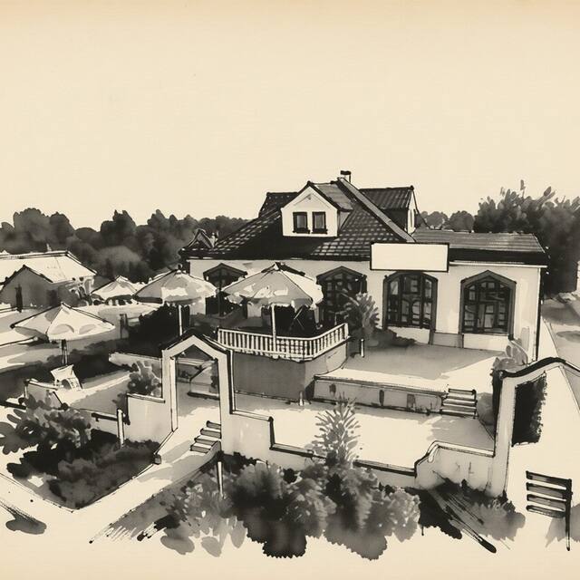 Ilustrační kresba: Café a Restaurace Na Výsluní
