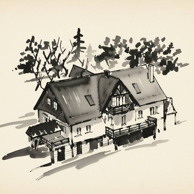 Ilustrační kresba: Chatový areál Královec