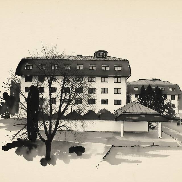 Ilustrační kresba: Hotel Globus