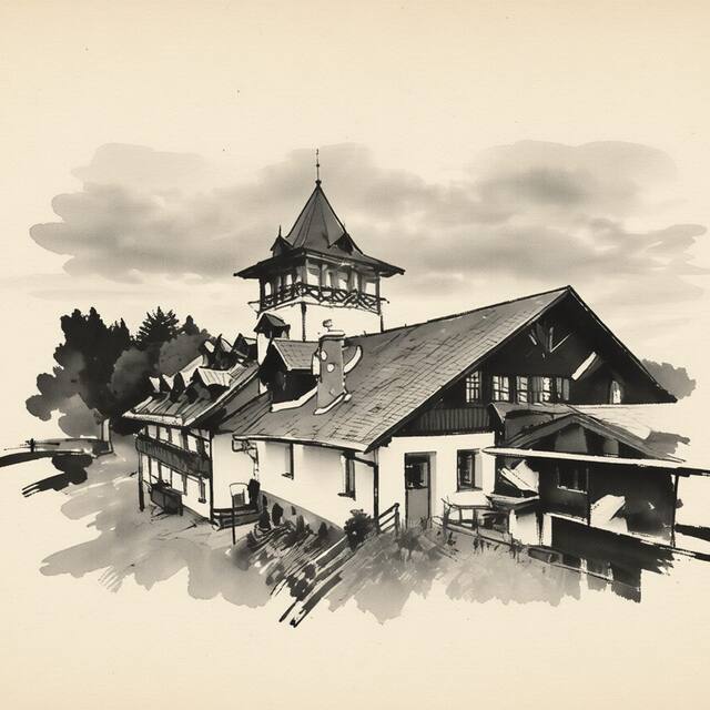 Ilustrační kresba: Hotel Křížový Vrch